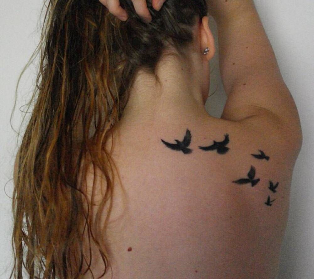 100 Bird Tattoos Shoulder Blade Tattoo Of Six Pigeons On Nelli Sofia