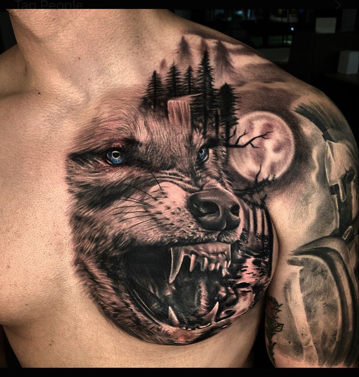 14 Amazing Half Chest Tattoos