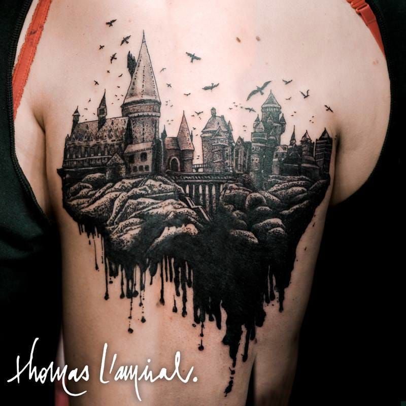 15 Gorgeous Fantasy Castle Tattoos Hogwarts Tattoo Tattoos Castle