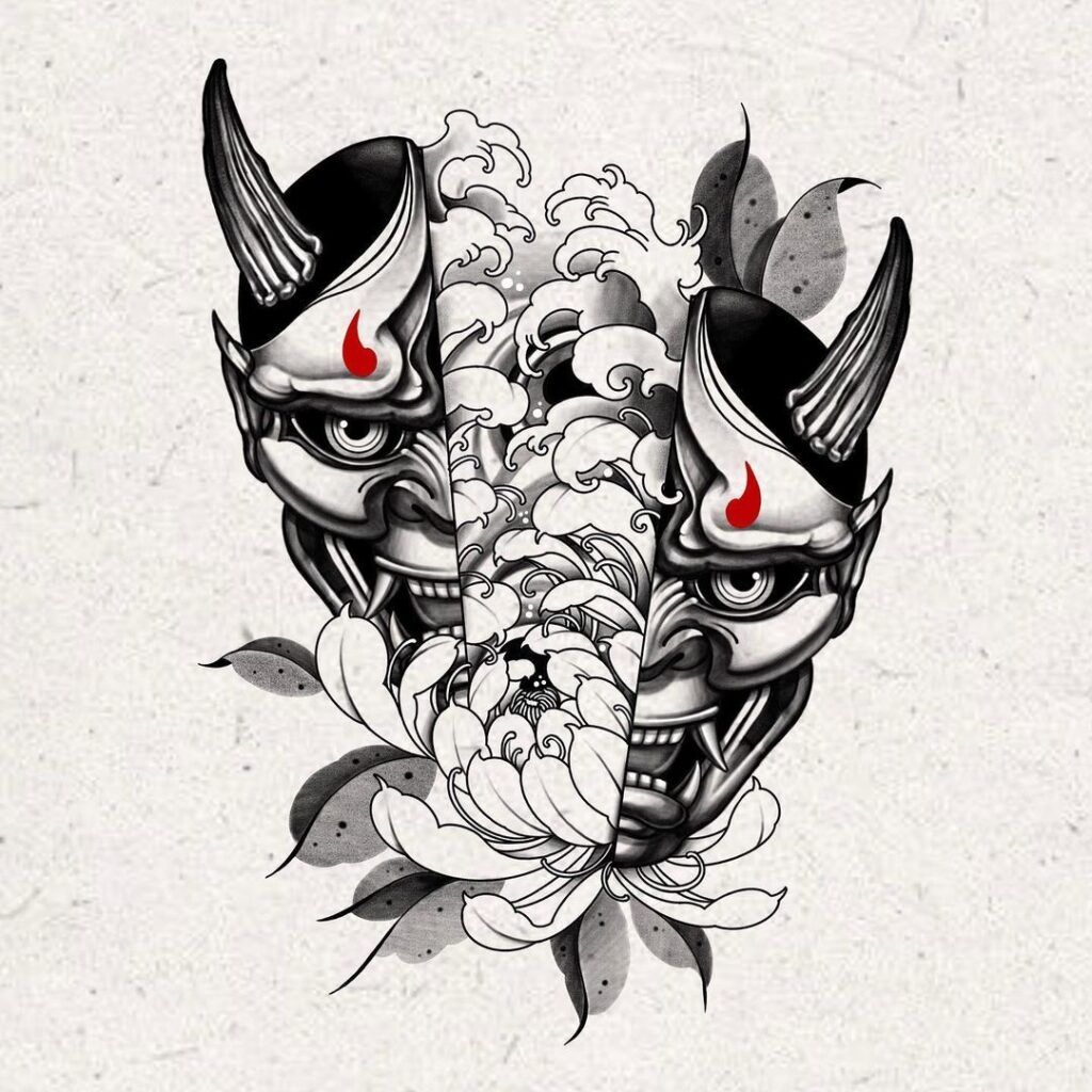 190 Oni Mask Tattoo Designs With Meaning 2023 Tattoosboygirl Half