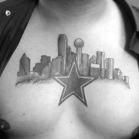 20 Dallas Skyline Tattoo Designs For Men Texas Ink Ideas