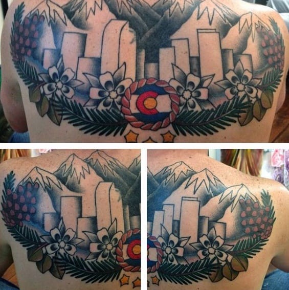 20 Denver Skyline Tattoo Designs For Men Colorado Ink Ideas