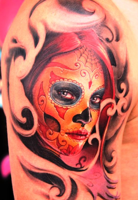 20 Sugar Skull Tattoo Designs For Womens Flawssy