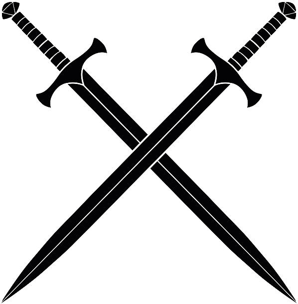 20 Two Swords Crossed Drawing Stock Illustrations Royalty Free Vector