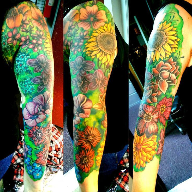 23 Flower Sleeve Tattoo Designs Ideas Design Trends Premium Psd