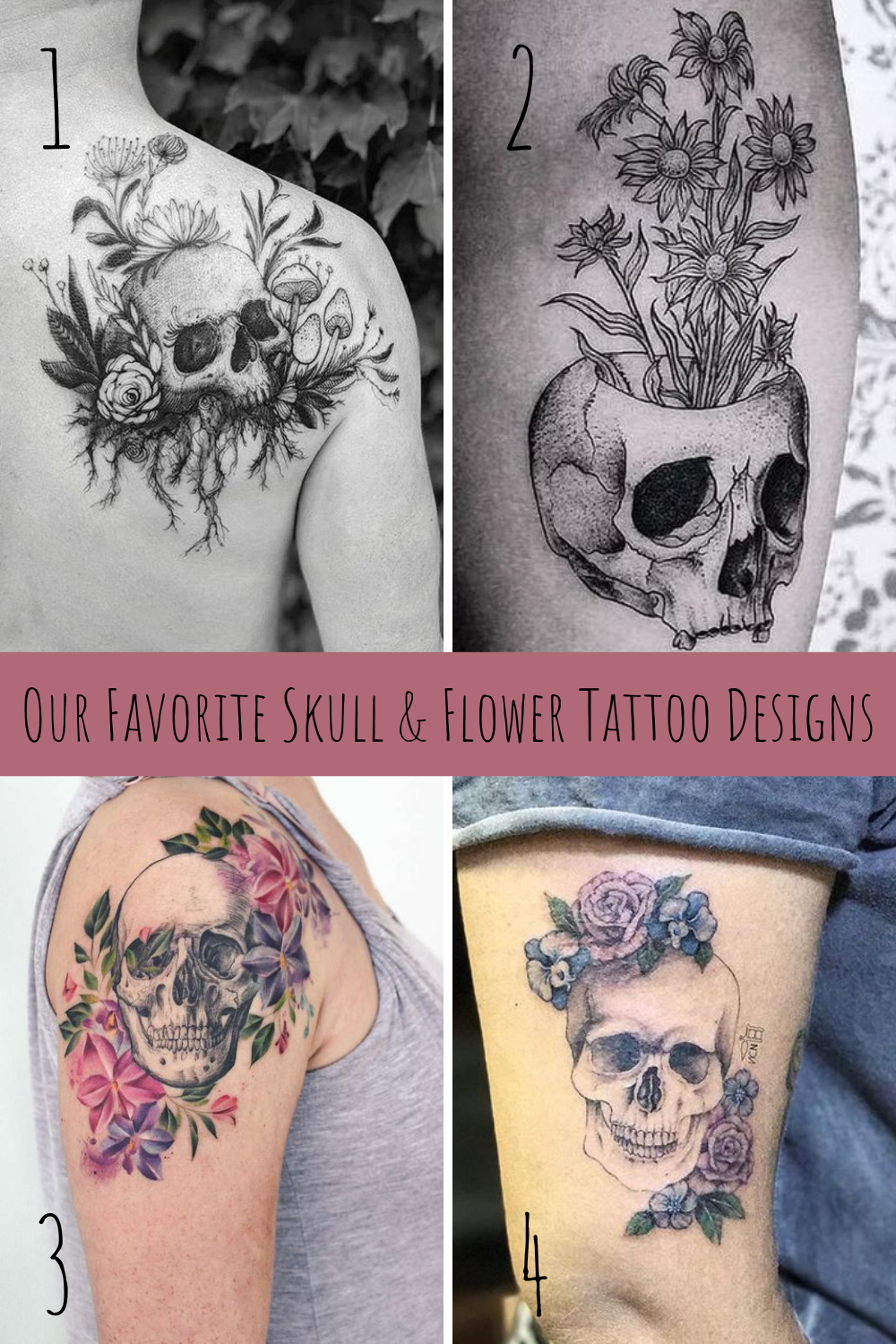 27 Beautiful Skull And Flower Tattoo Ideas Tattooglee Floral Skull