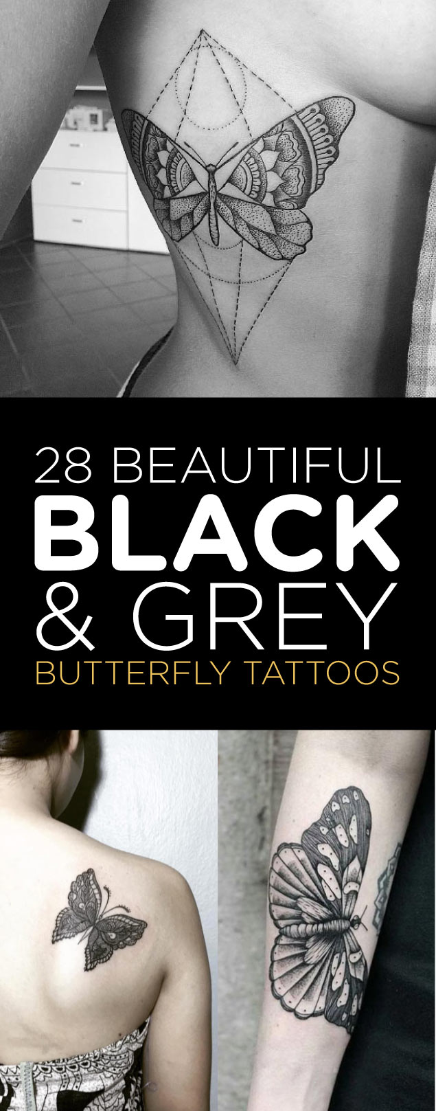 28 Beautiful Black And Grey Butterfly Tattoos Tattooblend