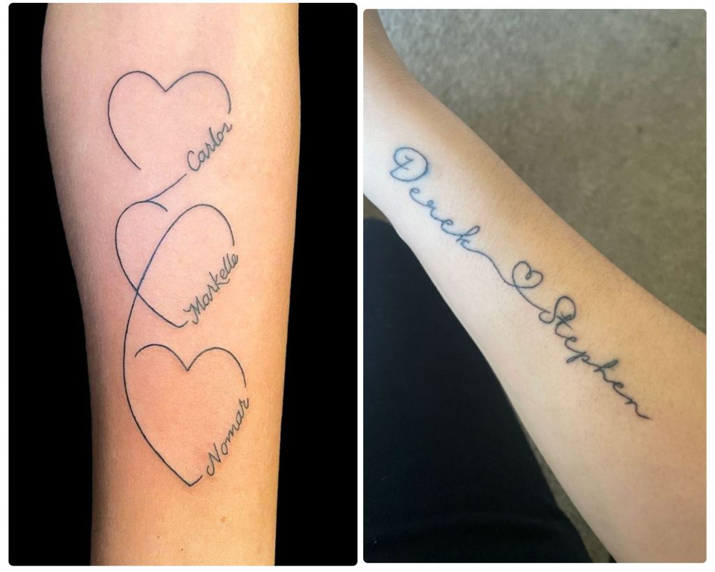 3 Heart Tattoos: Personalize with Names for Loved Ones