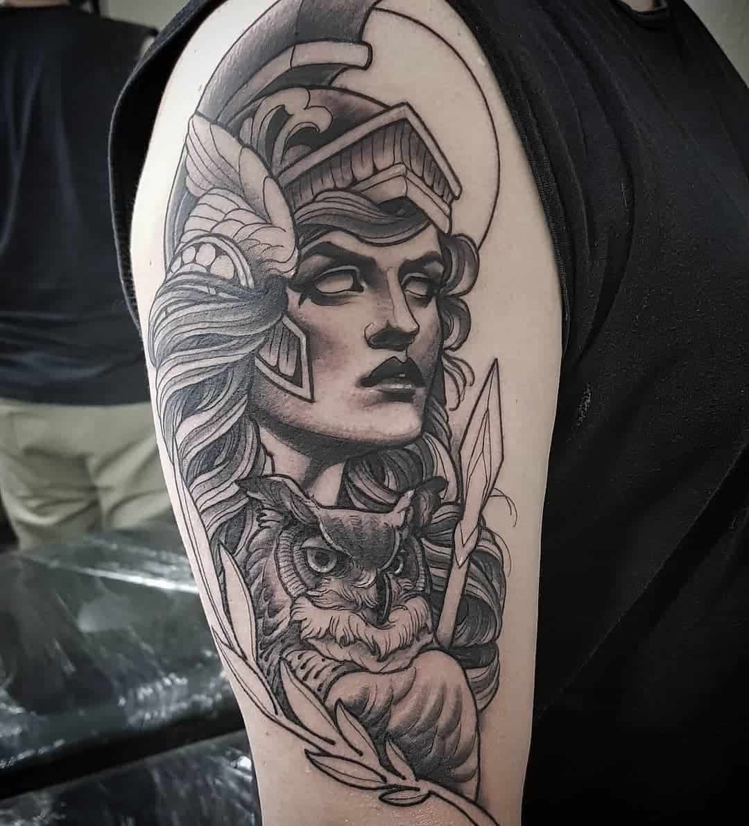 30 Athena Tattoo Designs And Their Meanings Art And Design Athena Tattoo Greek Mythology