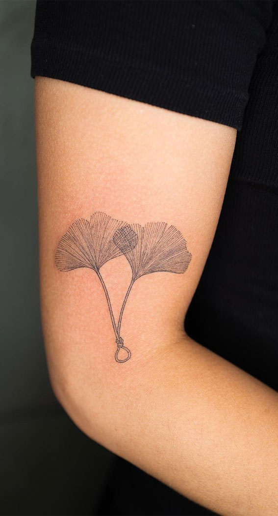 30 Beautiful Flower Tattoo Ideas A Knotted Pair Of Ginkgos Best