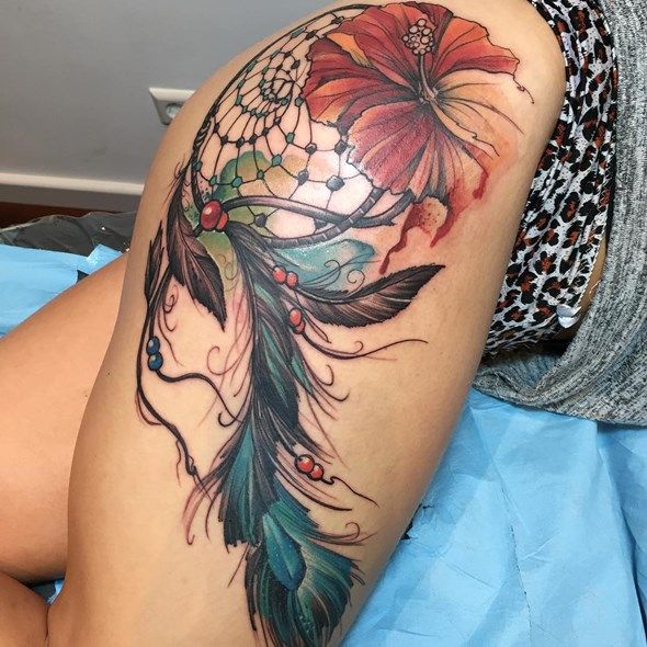 30 Dreamcatcher Tattoos On Thigh Inspiring Ideas For 2021