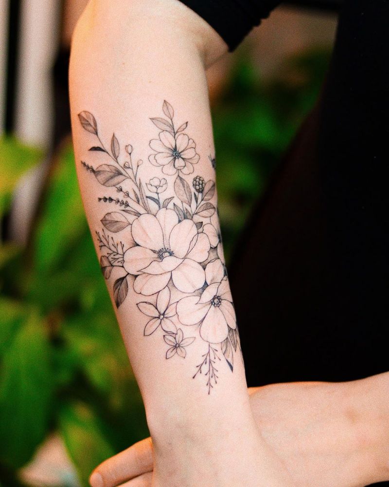 30 Elegant Bouquet Tattoos For Your Inspiration Style Vp Page 27