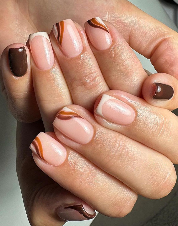 30 Gorgeous November Nail Ideas Dotty Brown Nails