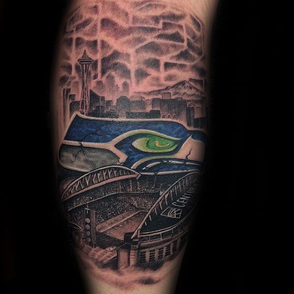 30 Seattle Skyline Tattoo Designs For Men City Ink Ideas