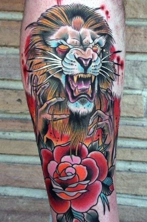 30 Traditional Lion Tattoo Designs For Men Retro Big Cat Ideas