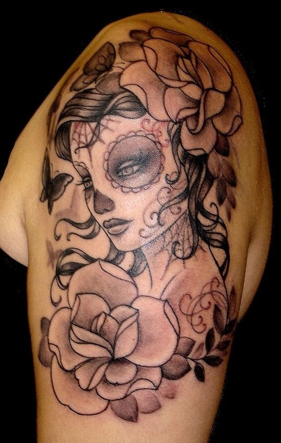 33 Crazily Gorgeous Sugar Skull Tattoos