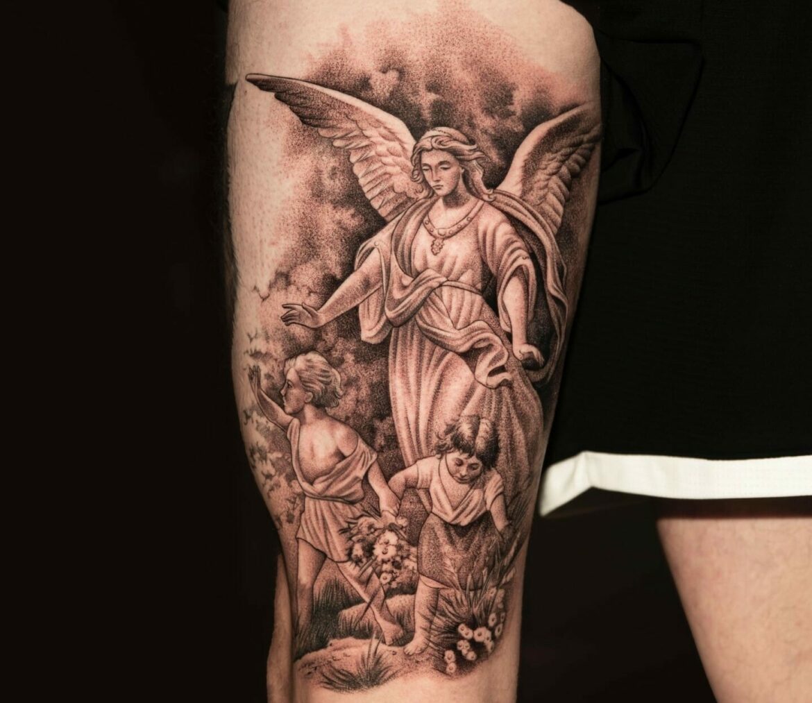 36 Beautiful Guardian Angel Tattoo Designs Mens Shoulder Tattoo