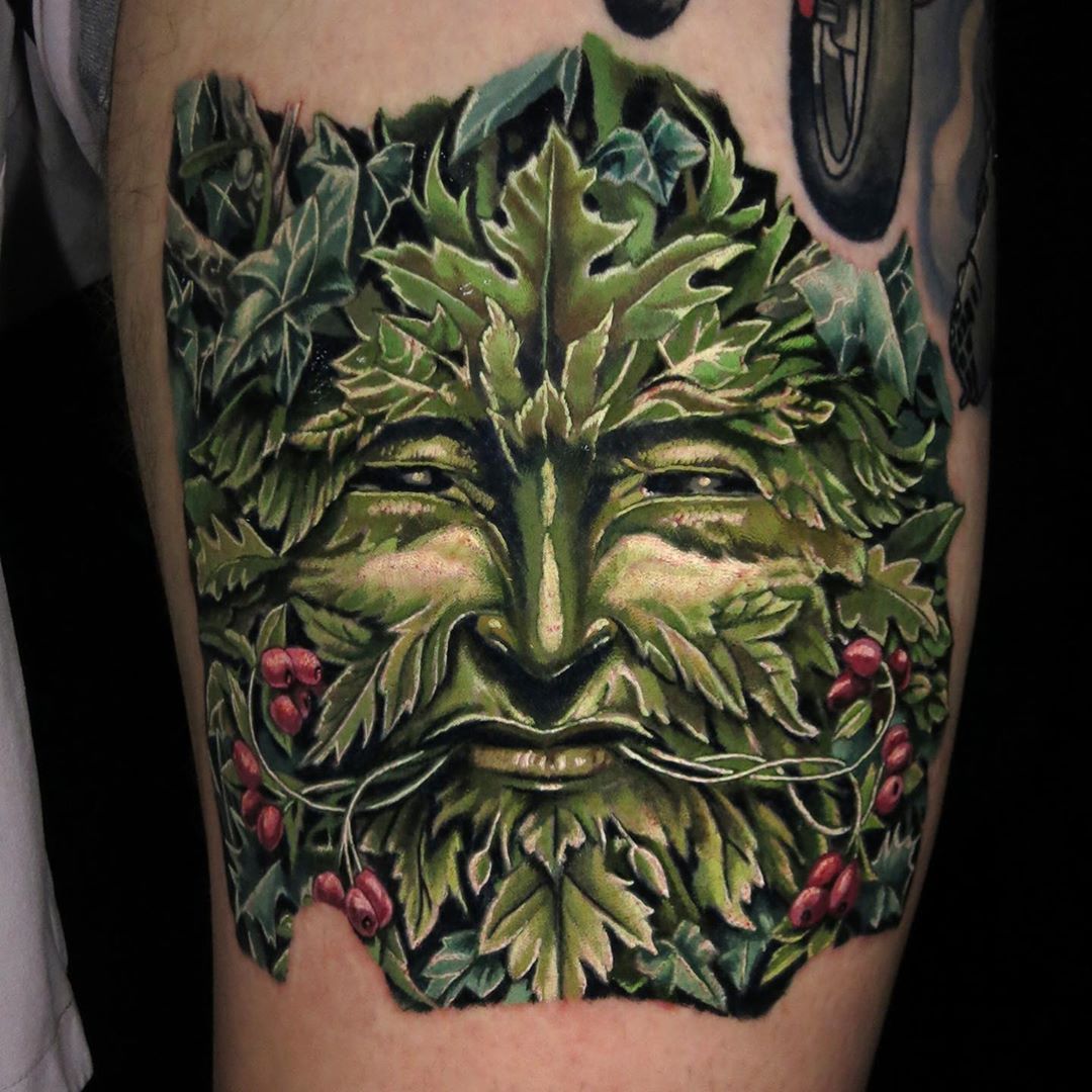 38 Green Man Tattoo Ideas In 2021 Green Man Green Man Tattoo Green