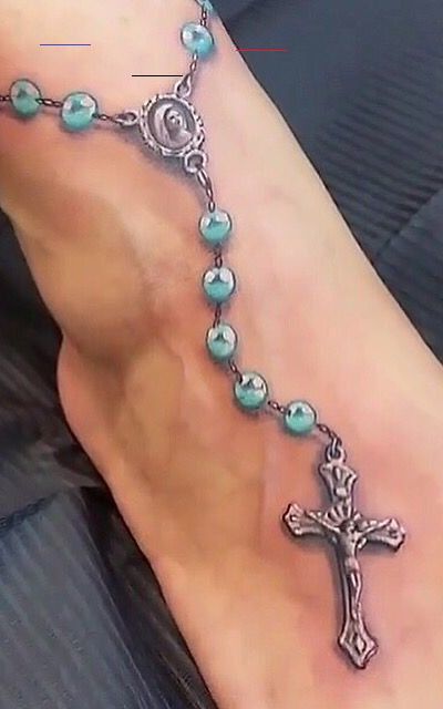 3D Rosary Foot Tattoo Rosary Foot Tattoos Foot Tattoos For Women Foot Tattoo