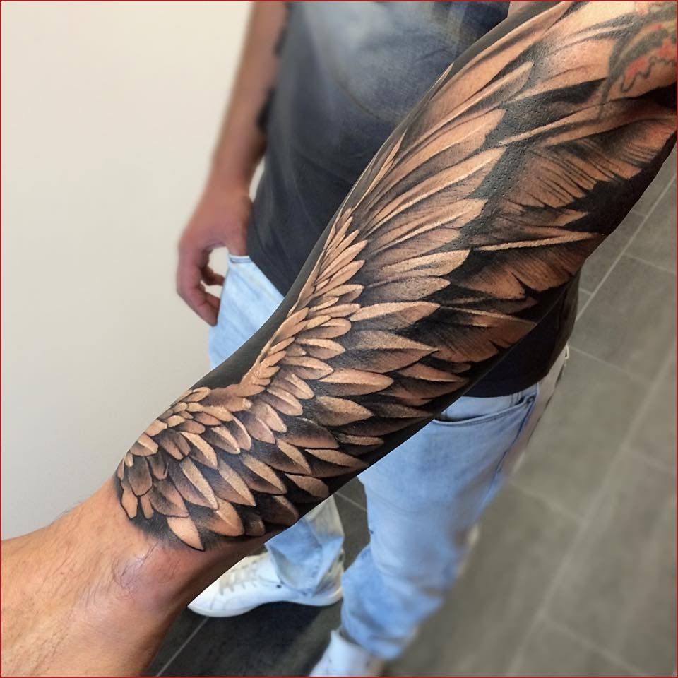 45 Stunning Angel Wing Forearm Tattoo Ideas