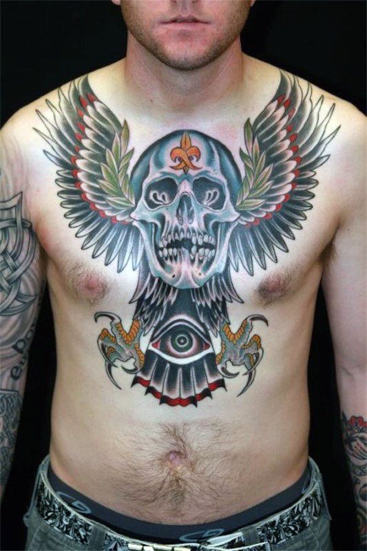 50 Awesome Skull Chest Tattoo Designs For Men Cool Chest Tattoos Skull Tattoos Chest Tattoo Men