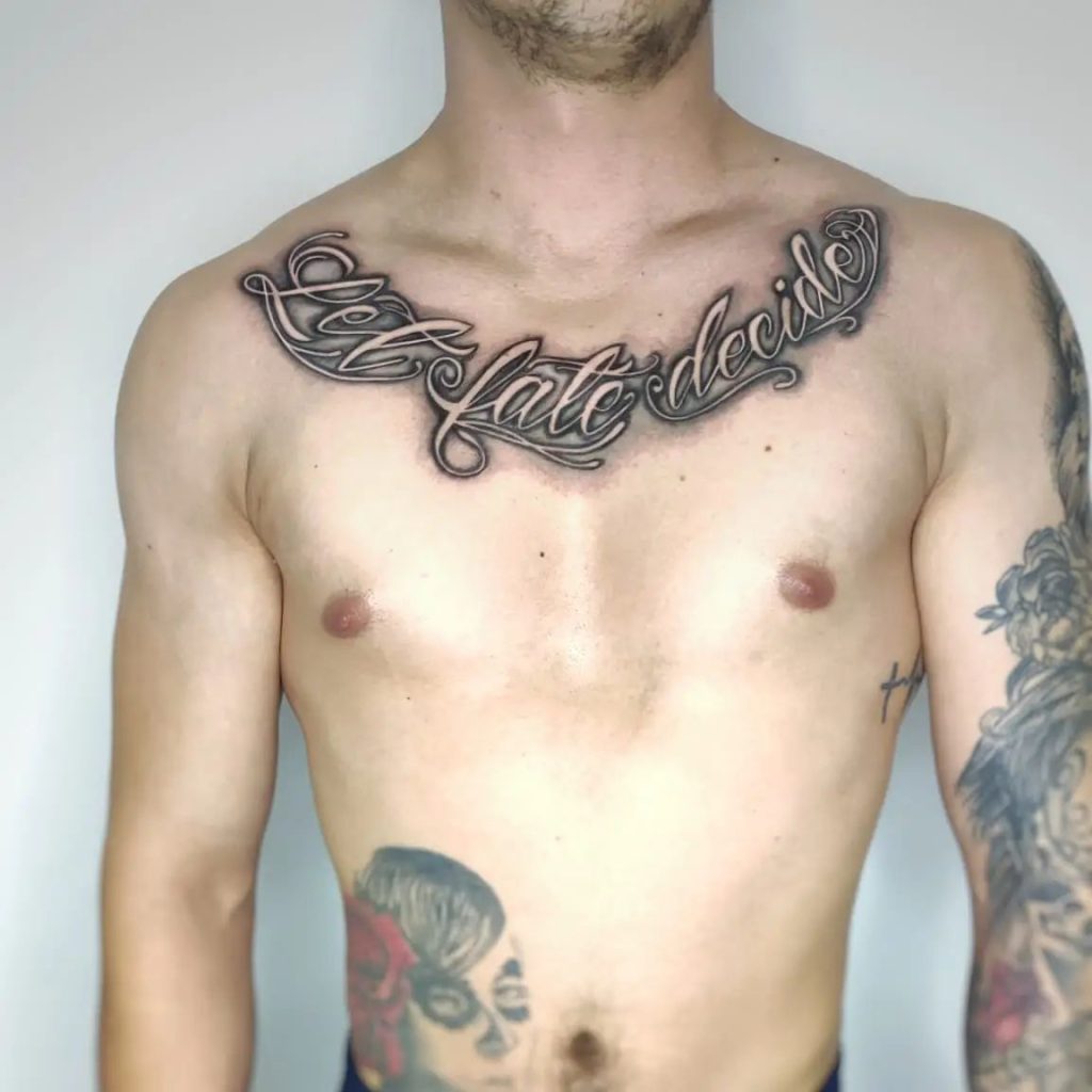 50 Chest Tattoos For Men And Women Words Names Quotes 100 Tattoos