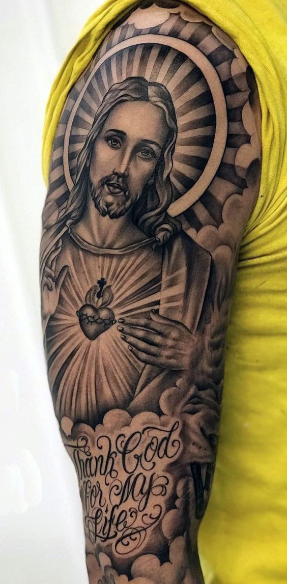 50 Jesus Sleeve Tattoo Designs For Men Religious Ink Ideas