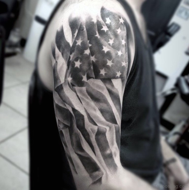 53 Top Flag Tattoos On Shoulder