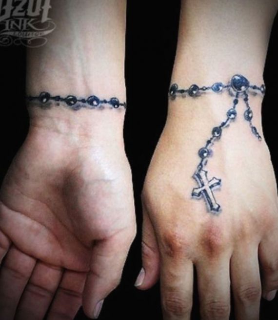 57 Impressive Rosary Wrist Tattoos Design