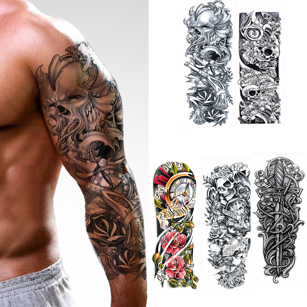 5Pc Full Arm Flower Tattoo Sticker Waterproof Temporary Tattoo Sleeve