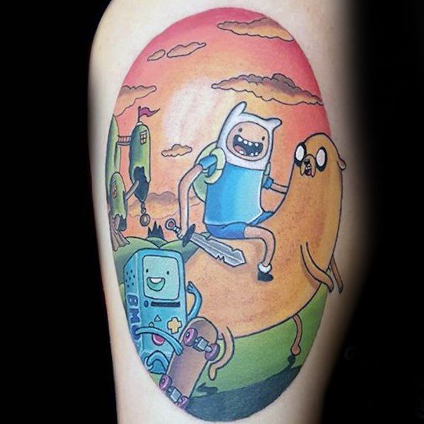 60 Adventure Time Tattoo Designs For Men Animated Ink Ideas