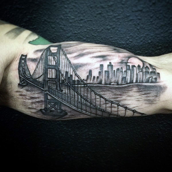 60 Creative Golden Gate Bridge Tattoos For Men 2024 Guide Bridge