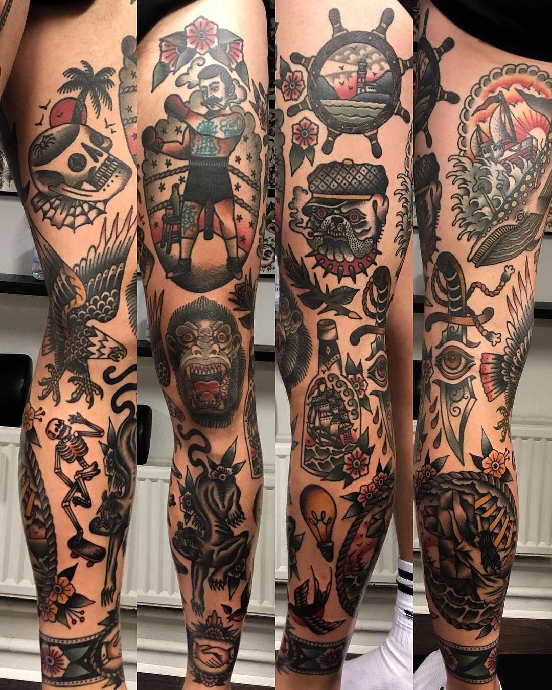 60 Traditional Tattoo Sleeve Designs For Men Old School Ideas