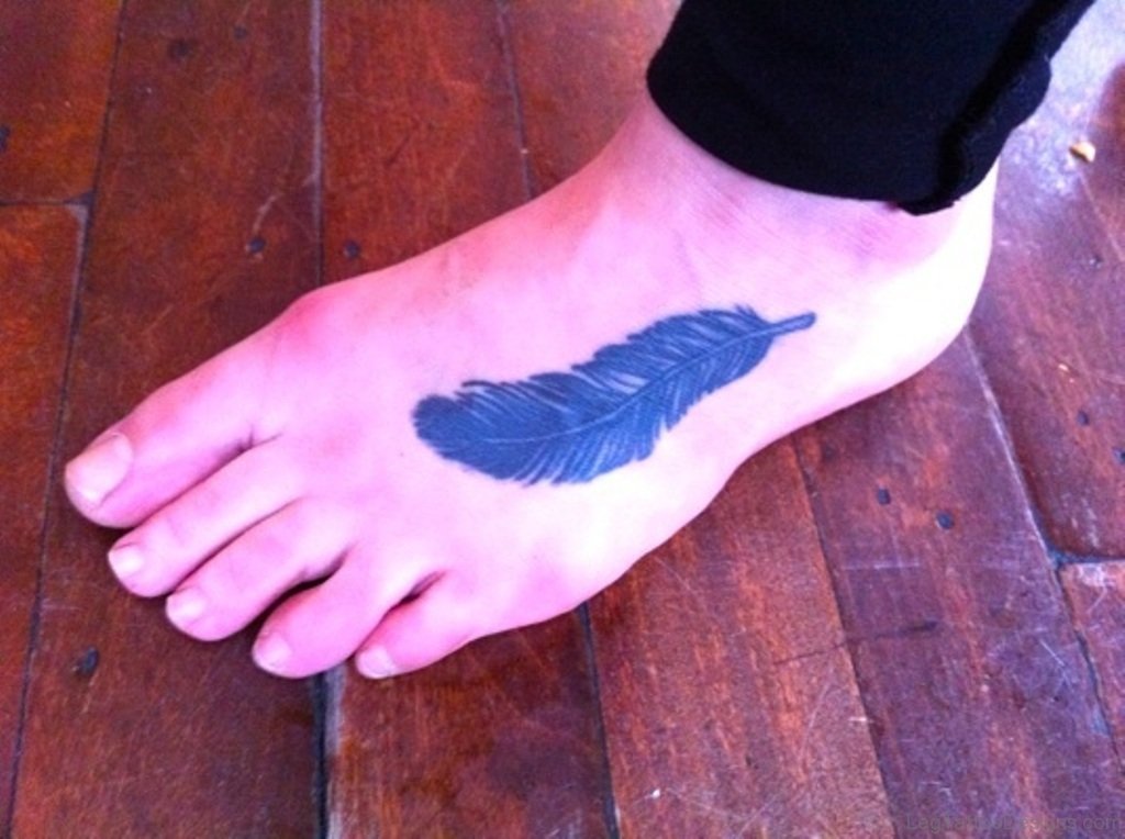 65 Amazing Feather Tattoos On Foot Leg Tattoo Designs