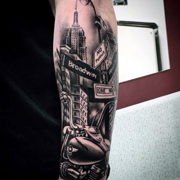 70 City Skyline Tattoo Designs For Men Downtown Ink Ideas