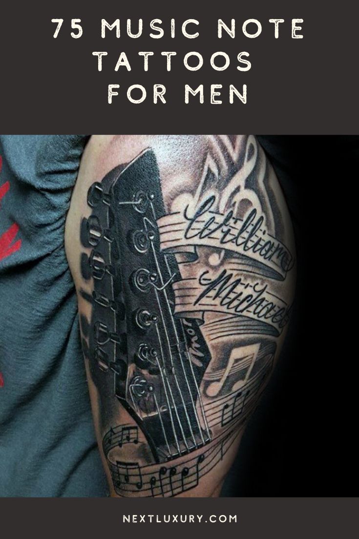 75 Music Note Tattoos For Men Auditory Ink Design Ideas