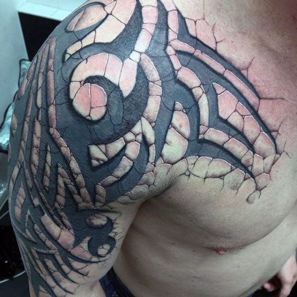 75 Tribal Arm Tattoos For Men Interwoven Line Design Ideas