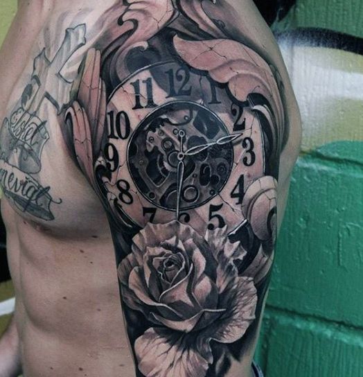 80 Clock Tattoo Designs For Men Timeless Ink Ideas In Clock Tattoo Jpg