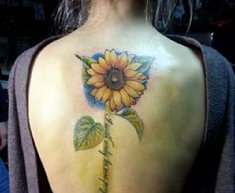 85 Pretty Sunflower Tattoos Designs For Back