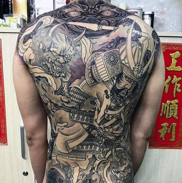 90 Japanese Samurai Mask Tattoo Designs For Men