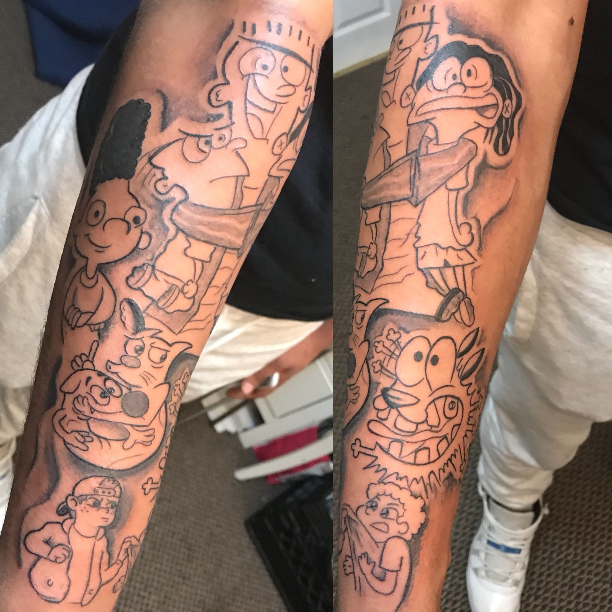 90S Cartoon Characters Sleeve Tattoo 17 Amazing Tattoos Of 90S