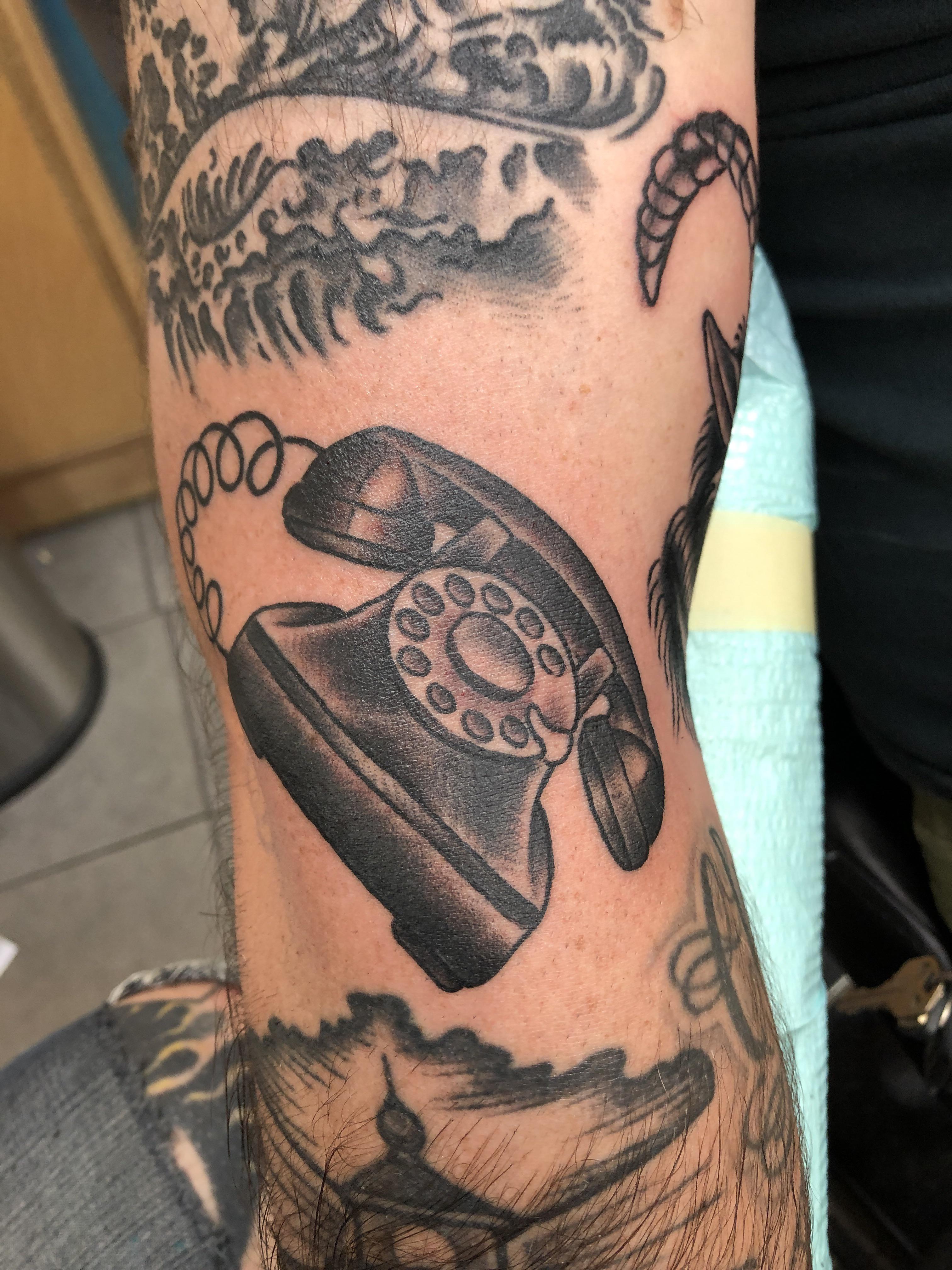 A Telephone Done By Bryan Mozjesik At Big Brain Tattoos Omaha Ne