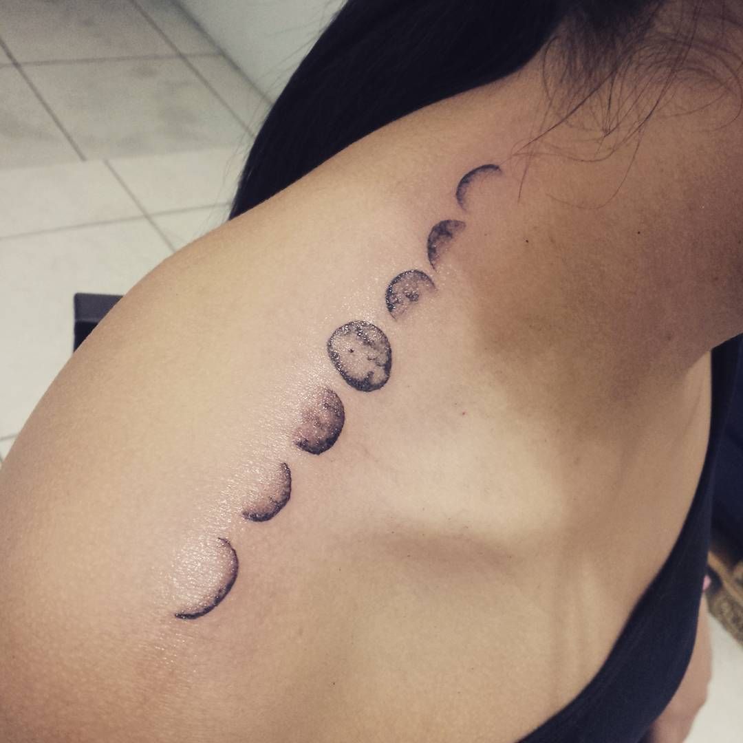 A Woman S Arm With Three Phases Of The Moon Tattoo