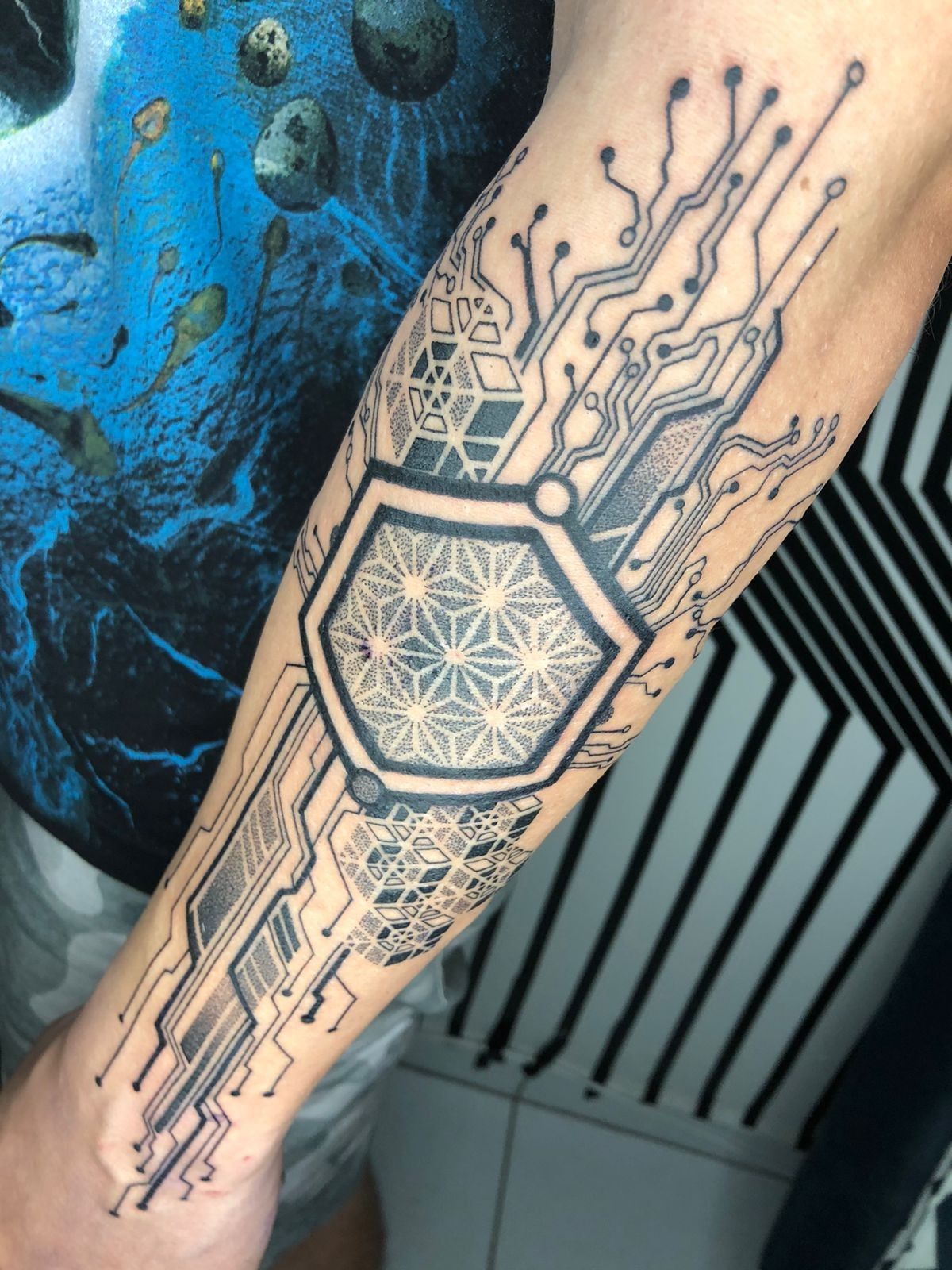 Abstract Circuits Cyberpunk Tattoo Electronic Tattoo Geometric