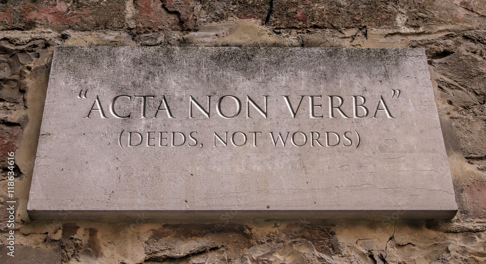 Acta Non Verba Deeds Not Words Latin Phrase By Homeartstudio