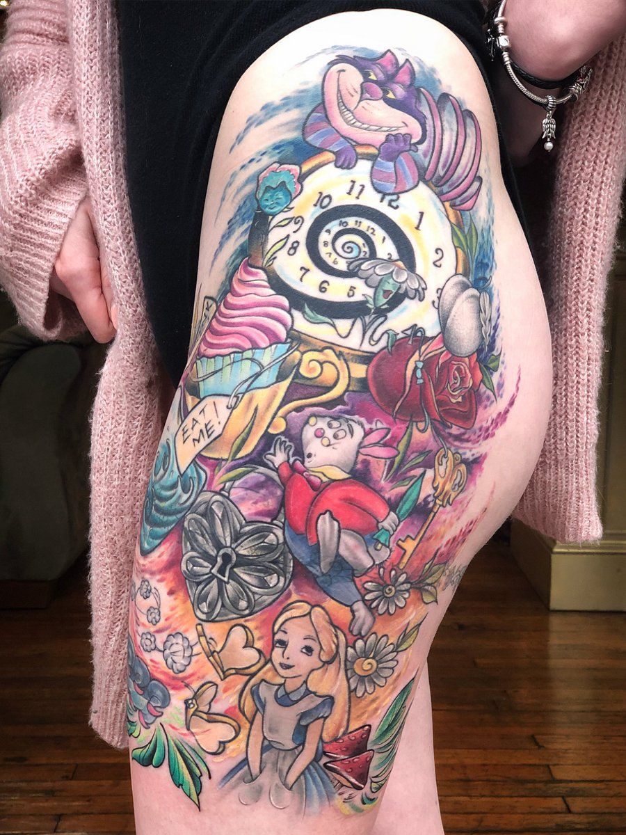 Alice In Wonderland Collage Tattoo Ronnievanzantsiblings