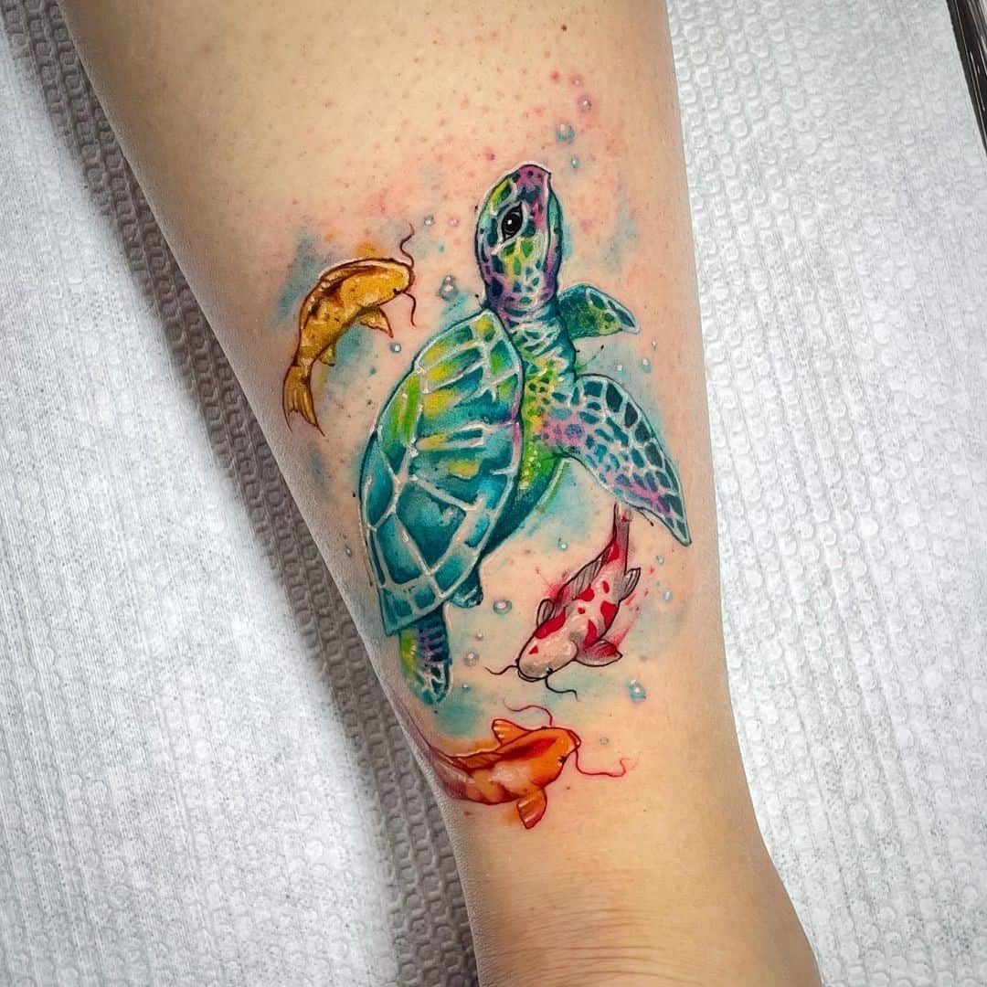 Amazing Sea Turtle Tattoo On The Waist Photo 1 Travel Themed Tattoo