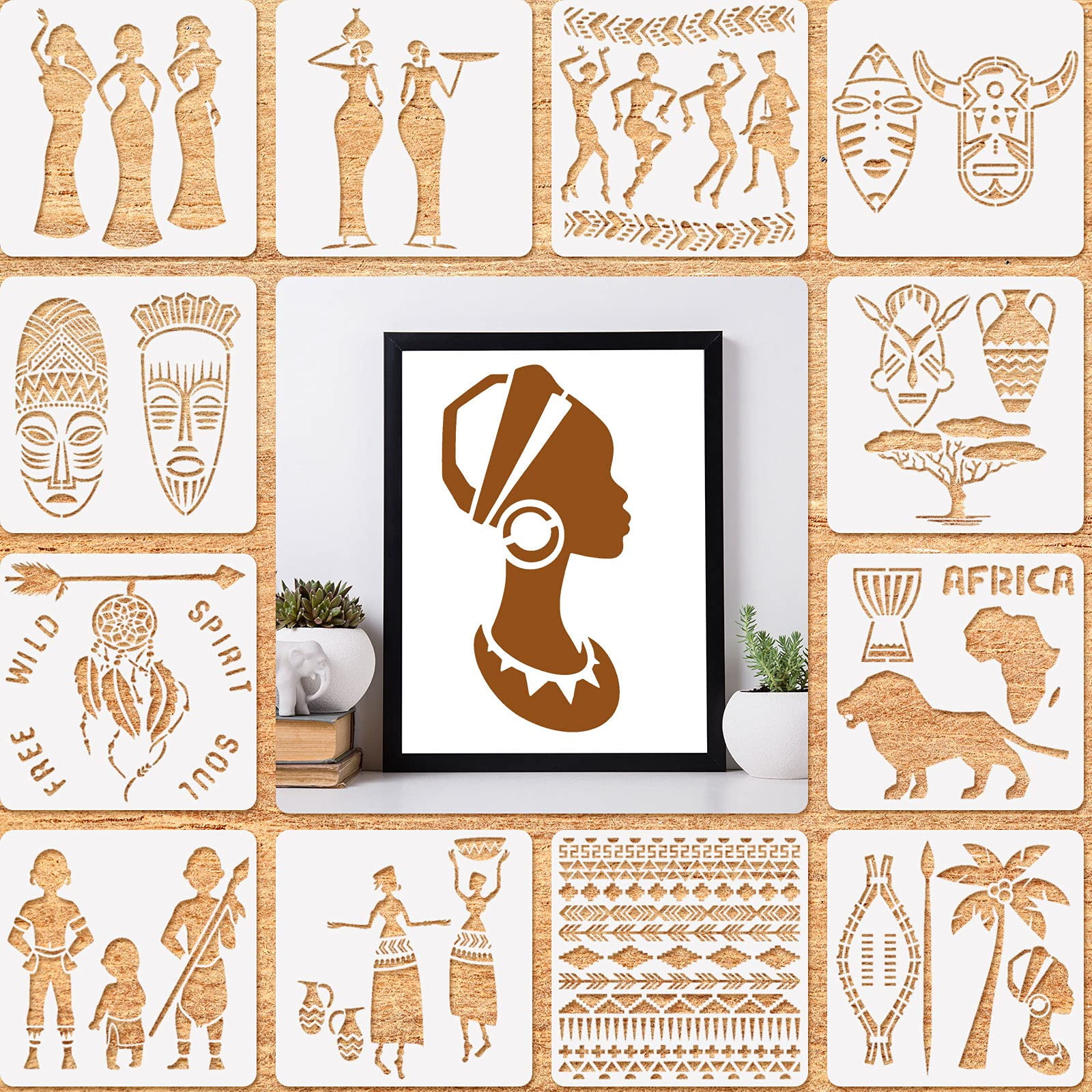 Amazon Com African Tribal Stencils 9Pcs Tribal Stencil Indigenous