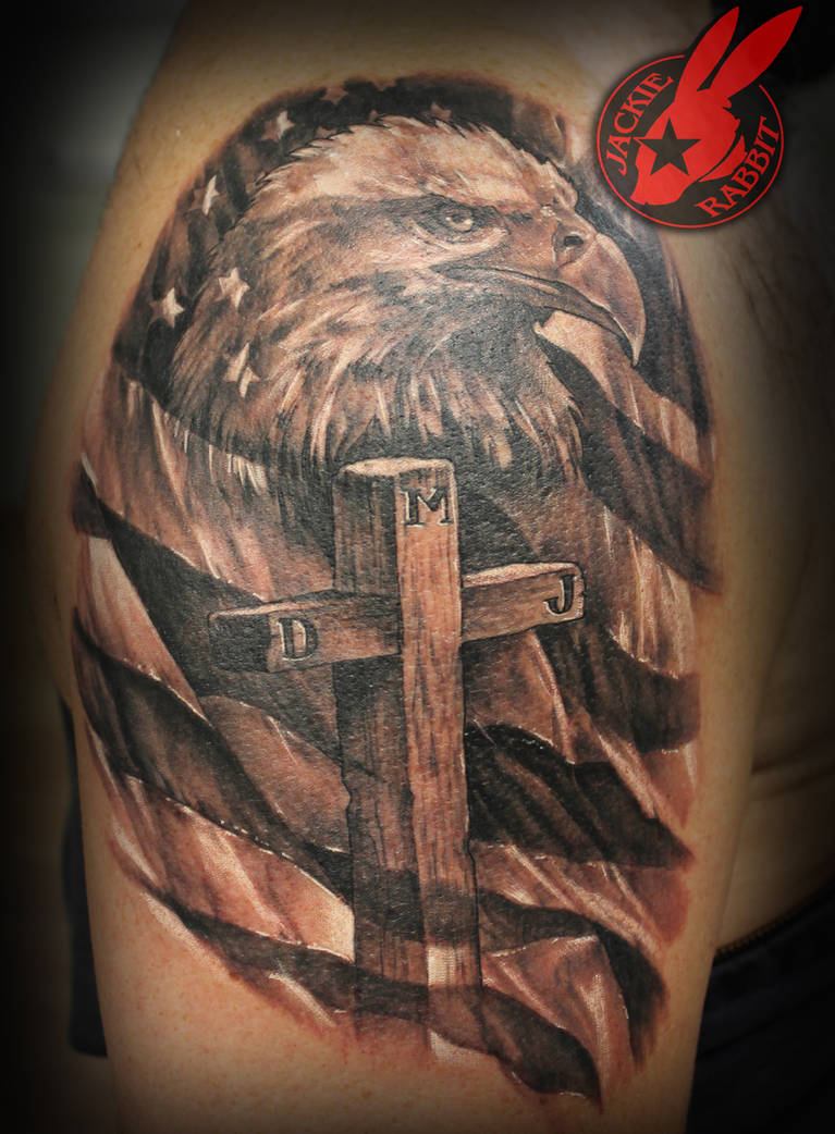 5 Patriotic Tattoo Designs: American Flag and Cross Fusion