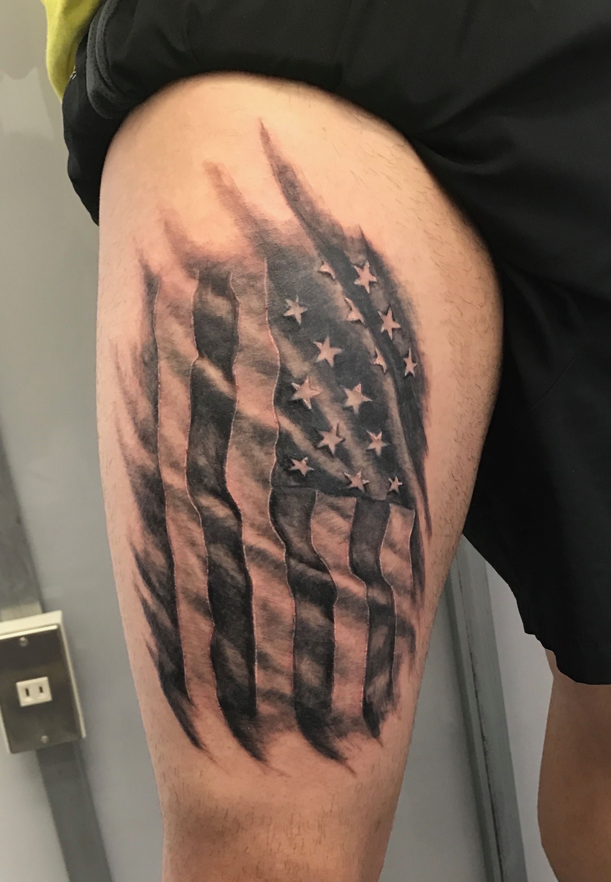 American Flag Black And Grey Tattoo